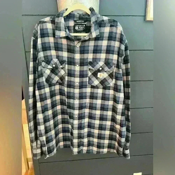 Carhartt rugged flex flannel pearl snap button down shirt size 2xl - Picture 1 of 4